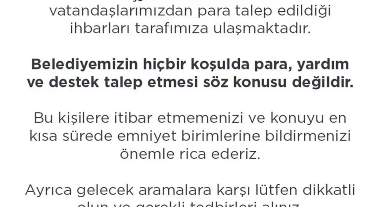 Saray Belediyesi’nden Dolandırıcılık Uyarısı