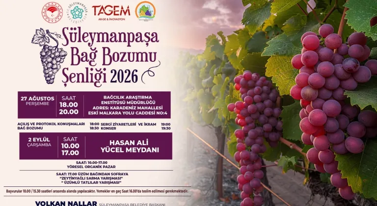 Süleymanpaşa Bağbozumu Şenliğine Davetlisiniz