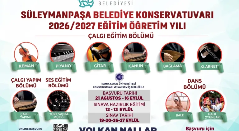 Süleymanpaşa Belediye Konservatuvarı Ön Kayıtlar Başladı